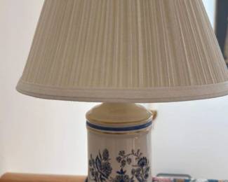 Vintage Ceramic Table Lamp with Pleated Shade 