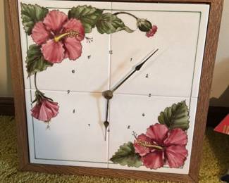 Hibiscus Tile Clock