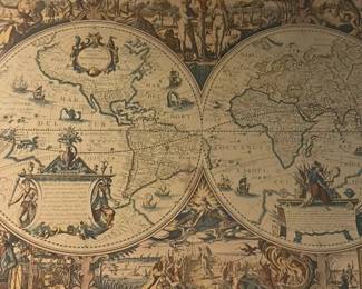 Antique World Map framed 