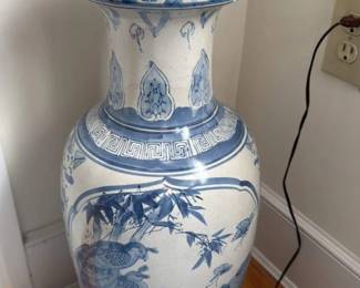 Blue and White Porcelain Vase with Bird and Floral Motifs