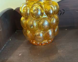 Amber Bubble glass vase 