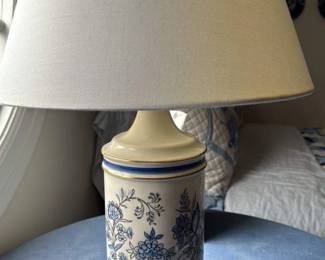 Blue and White Floral Ceramic Table Lamp 