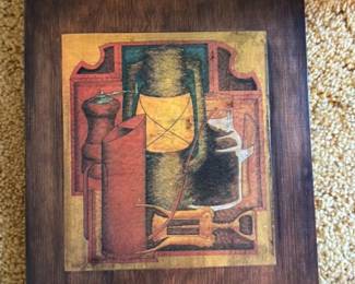 Cubist Still Life with Wine Bottle and Corkscrew 