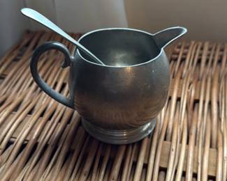 Crescent Pewter Sugar Bowl with Spoon 