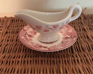 Enoch Woods Ware "English Scenery" Gravy Boat and Saucer 