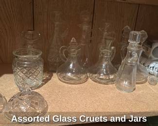 Assorted Glass Cruets and Jars 