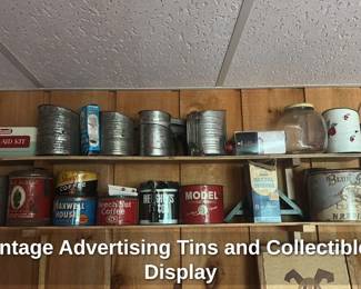 Vintage Advertising Tins and Collectible Display 