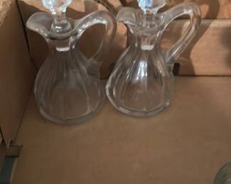 Vintage Glass Cruets with Stoppers 