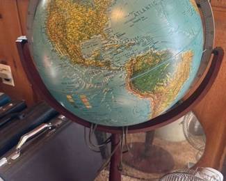 Vintage Terrestrial Globe on Wooden Stand 