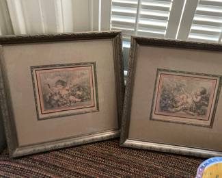 Antique Pair of prints of cherubs