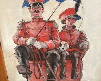 Oil on Canvas Illustration “Driving the Circus Wagon,” signed illegibly dated 1928.