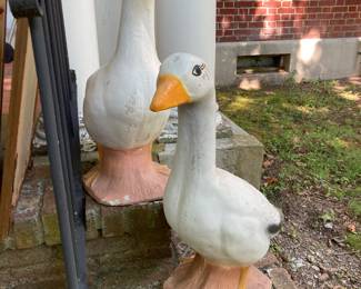 Pair of vintage painted garden geese