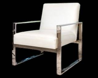 Vegan Ostrich and Chrome Mid Century Arm Chair