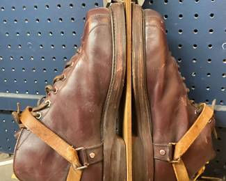 WW2 mountaineering boots. Also snowshoes