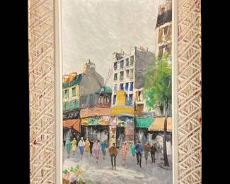 Oil on Canvas French street scene. Signed