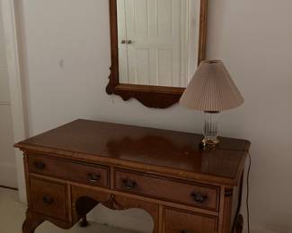 Lovely vintage, almost antique vanity or desk with coordinating mirror
