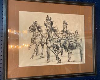 One of a pair of racing portraits