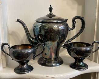 Lot 301 | Silverplate Tea Set Teaset Teapot Cream Sugar
