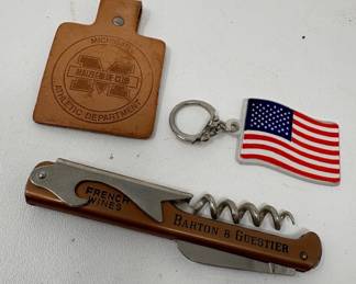 Lot 82 | U of M Leather Fob, American Flag, Wine Opener
