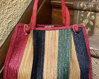 Lot 207 | Italian Midcentury Straw Handbag Purse Lined
