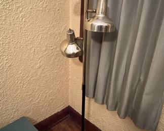 Lot 243 | Midcentury Floor Lamp Brass & Woodgrain
