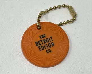 Lot 49 | The Detroit Edison Co Poker Chip Keychain Vintage
