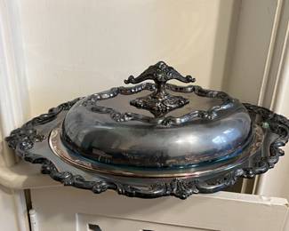 Lot 302 | Silverplate Serving Dish w Lid Ornate
