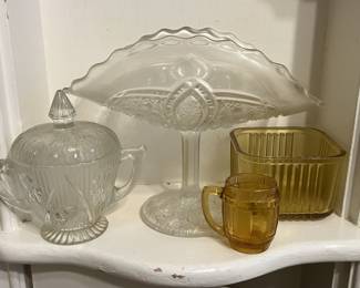 Lot 284 | Pressed Glass Clear Amber Glass Vintage
