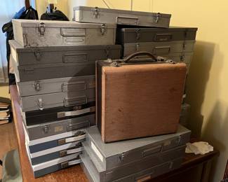 Lot 445 | Large Collection of Metal Slide Boxes Cases
