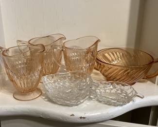 Lot 285 | Pink Pressed Glass Creams Sugar Grape Teabag
