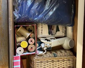 Lot 394 | Vintage Blow Dryer, Sewing Kit, Heating Pad
