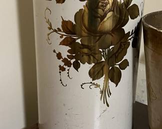 Lot 403 | Pair of Gold Motif Vintage Trash Cans
