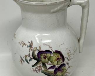Lot 158 | Antique Ironstone Milk Pitcher w Pansies
