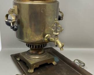 Lot 15 | Russian Brass Samovar with Tray
