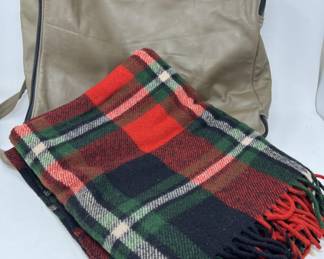 Lot 191 | Wool Stadium Blanket in Padded Leather Seat Bag
