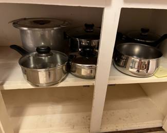 Lot 339 | Cabinet of Goodies Pots Pans Lids Boilers etc
