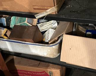 Lot 540 | Enamel Tub of Lightbulbs, Box of boxes lightbulbs
