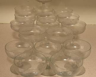 Lot 315 | Depression Era Etched Champagne Coupe Glasses

