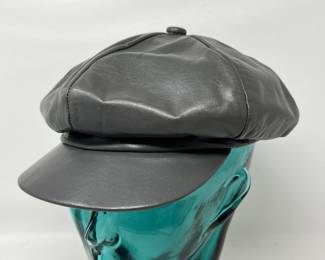 Lot 174 | Vintage 1980s Pleather Oversized Newsboy Hat
