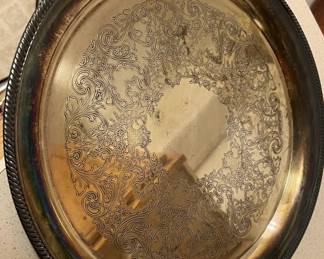 Lot 325 | 14" Filligree Silverplate Tray Vintage Plate
