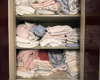 Lot 391 | Linen Cabinet Vintage Sheets Bedsheets Curtains

