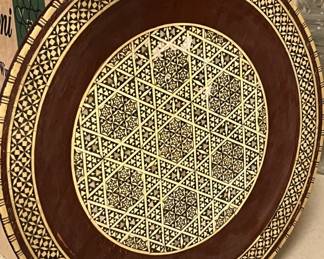 Lot 326 | Mother of Pearl Handcarved Inlaid Wood Tray Plate
