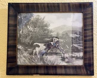 Lot 135 | Older Pastoral Framed Print Cows Grazing

