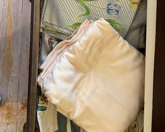 Lot 393 | Linen Cabinet Vintage Sheets Bedsheets Curtains

