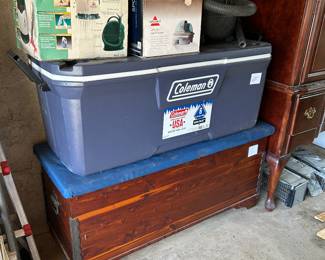 CEDAR CHEST/LARGE COLEMAN COOLER