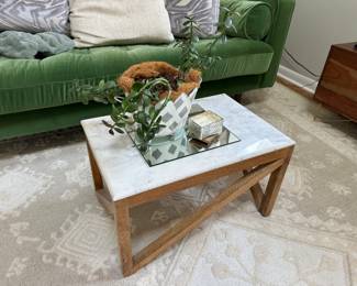 CB2 Marble and Wood Coffee Table