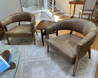Pair, Restoration Hardware Jensen leather chairs