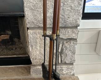 MCM Danish Modern teak fireplace tool set