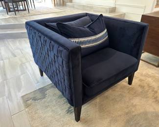 Pair, Classic Concepts/Classic Home blue velvet woven chairs