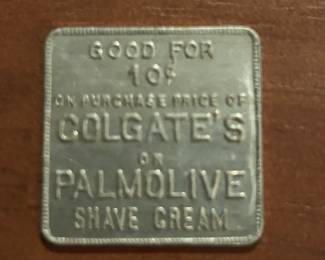 Colgate Palmolive shave cream token 1930s.